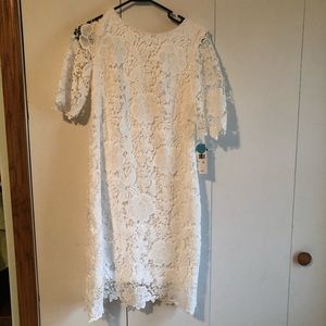 Elegant White Lace Knee Length Dress